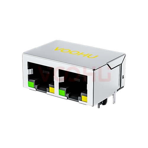 SYT59211288AB2A1DY1006 90&deg; side insertion 1*2 Tab Down LED G/Y Shield Tabs DIP RJ45