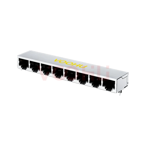 SYT59211818GWA1D7Y1027 90&deg; side insertion 1*8 Tab Down NO LED Shield Tabs DIP RJ45