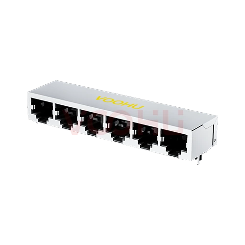 SYT59211618GWA1D7Y1022 90&deg; side insertion 1*6 Tab Down NO LED Shield Tabs DIP RJ45