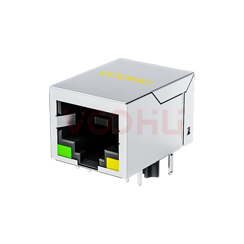 SYT111B035BA2A1D 90&deg; side insertion 1*1 Tab Down  LED G/Y Shield Tabs DIP RJ45