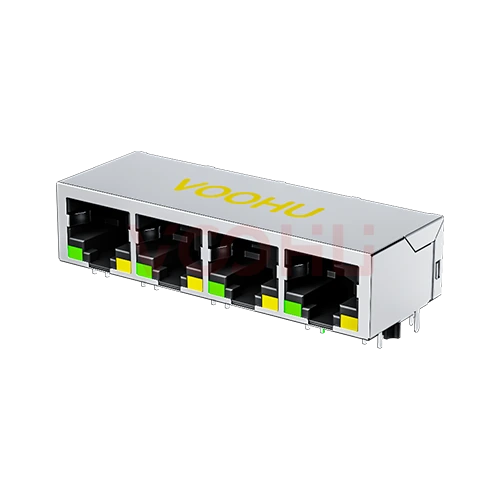 SYT114Q594AA2A1DB1 90&deg; side insertion 1*4 Tab Down 10G LED G/Y DIP RJ45