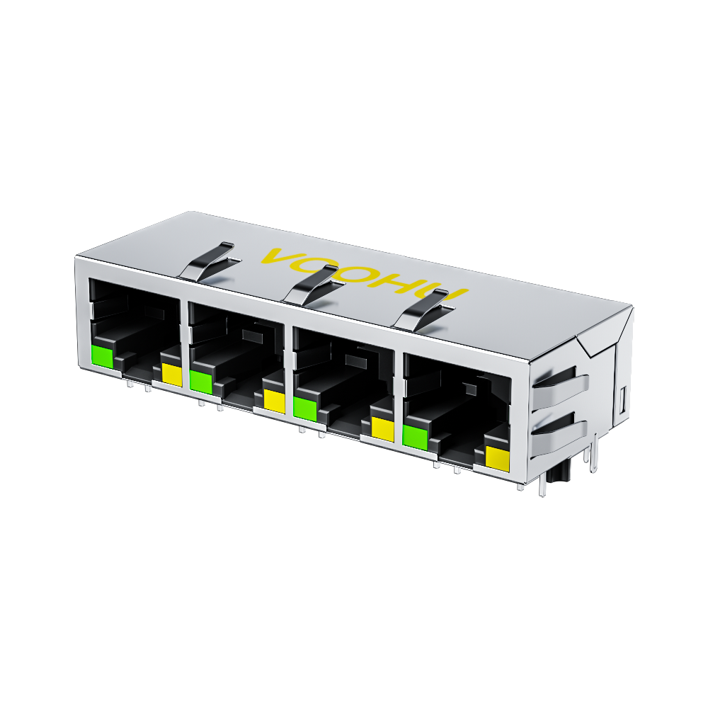 SYT114Q285DA2A1DA2 90&deg; side insertion 1*4 Tab Down 2.5G LED G/Y DIP RJ45