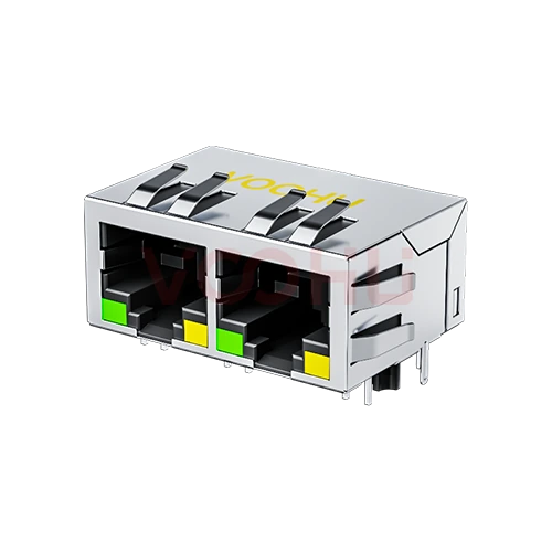 SYT112Q285DA2A1DA2 90&deg; side insertion 1*2 Tab Down 2.5G LED G/Y DIP RJ45
