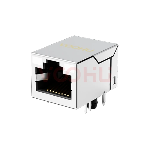 SYT211Q075CG1A4DZ 90&deg; side insertion 1*1 Tab UP 100/1000M LED GY/GY  DIP RJ45