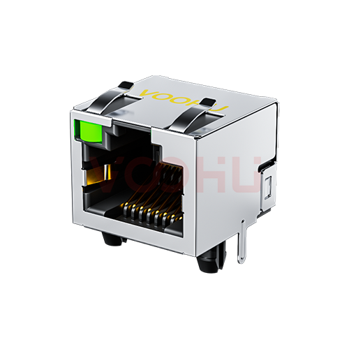 WH56A3188C041101  90&deg; 1*1 Tab Up LED （G/-）DIP RJ45 Connector