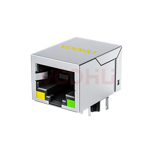 SYT111B048AA1A1D 90&deg; side insertion 1*1 Tab Down 10/100M Y/G DIP RJ45