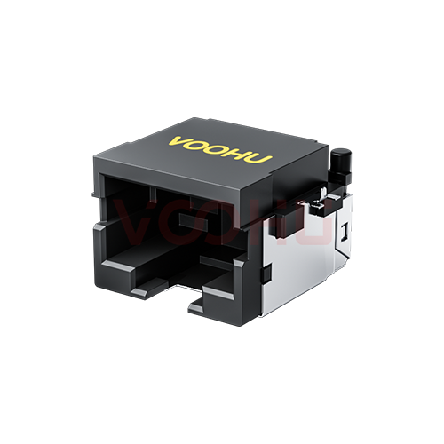 SYTCB801188GWW6SB1075 90&deg; 1*1 Tab Up NO POE NO LED SMT RJ45 Offset Connector