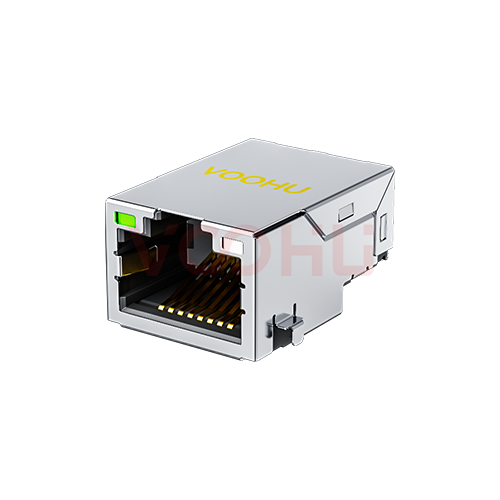 SYT211T004AE4A7CBST6359 1*1 90&deg; LED(G/YG) 10G SMT RJ45 Offset Connector