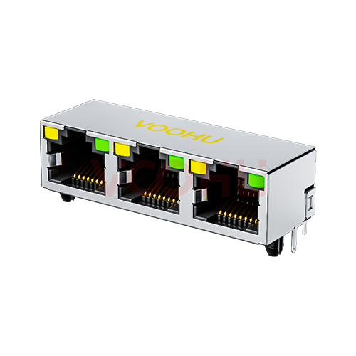 WH56I338821121101 90&deg; 1*3 Tab Up LED（Y/G）RJ45 Connector