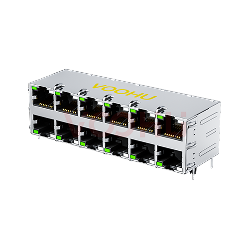WH59G82606623C12 1000BASE 90&deg; 2*6 Tab Up/Down SPD RJ45 Connector