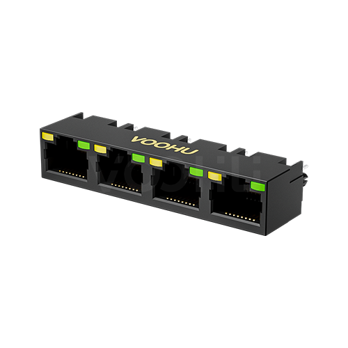 SYT52D1488JB1A1DB1019 180&deg; 1*4  Tab UP Y/G DIP RJ45