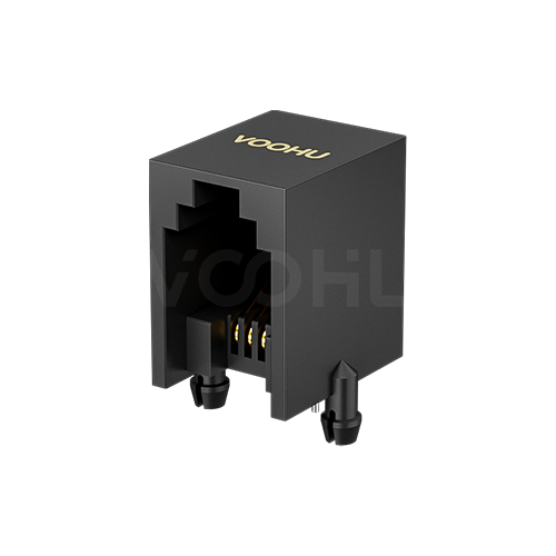 SYT55211144IWA1DY1017 1*1 4P4C 90&deg; Tab Up  Full plastic  NO LED  RJ11