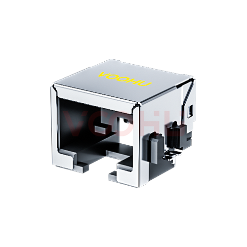 SYT-82A86MMNL 90&deg; side insertion 1*1 Tab Down NO LED Shield Tabs RJ45 Offset Connector