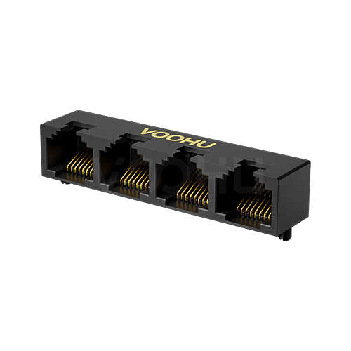 SYT53241488IWA1DY1052 90&deg; side insertion 5324 1X4 8P8C Tab Up NO LED DIP RJ45