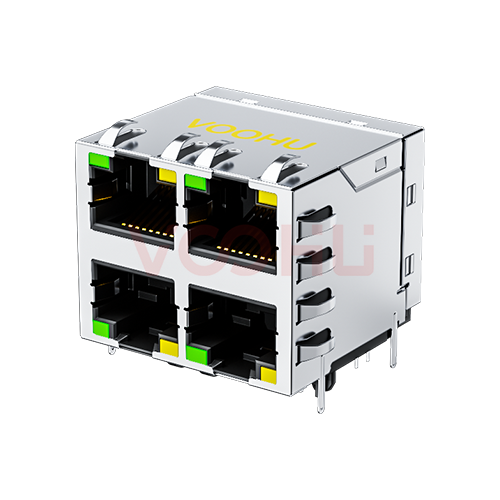 SYT22Q146DB2A2DB057 90&deg; side insertion 2*2 Tab UP/Down 100/1000M  LED G/Y DIP RJ45