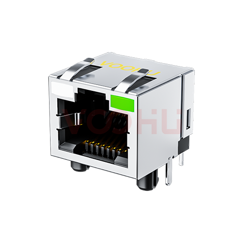 SYT561188DF3A1DB4DB 90&deg; side insertion 1*1 Tab UP LED GY/G Shield Tabs  DIP RJ45