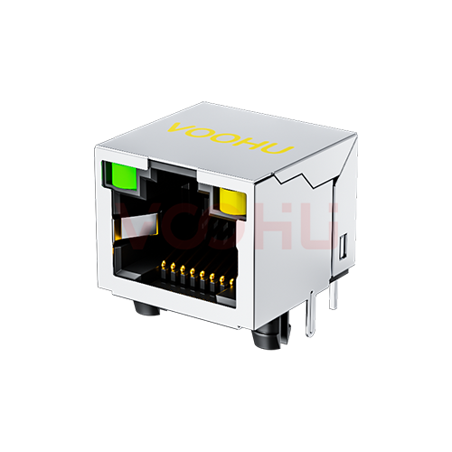 SYT561188AB2A3DY1027  90&deg; side insertion 1*1 Tab UP LED G/Y  Shield Tabs DIP RJ45