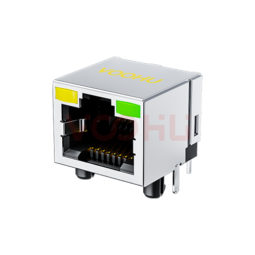 SYT561188AB1A1DB4  90&deg; side insertion 1*1 Tab UP LEDY/G  Shield Tabs DIP RJ45