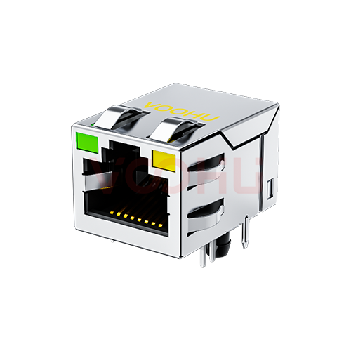 SYT211B073FD2A4DP 90&deg; side insertion 1*1 Tab UP PoE350mA G/Y 10/100M DIP RJ45