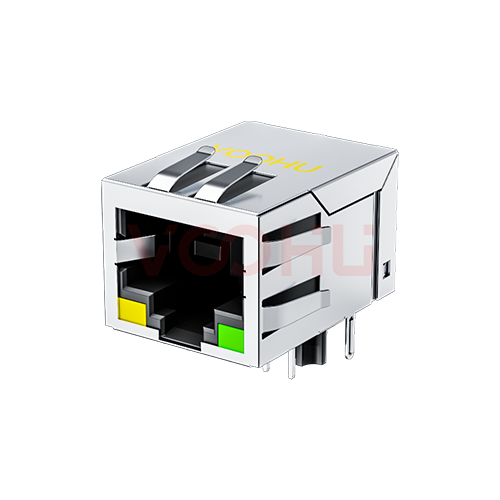 SYT111B127DB1A1DP 90&deg; side insertion 1*1 Tab Down 10/100M PoE350mA Y/G DIP RJ45