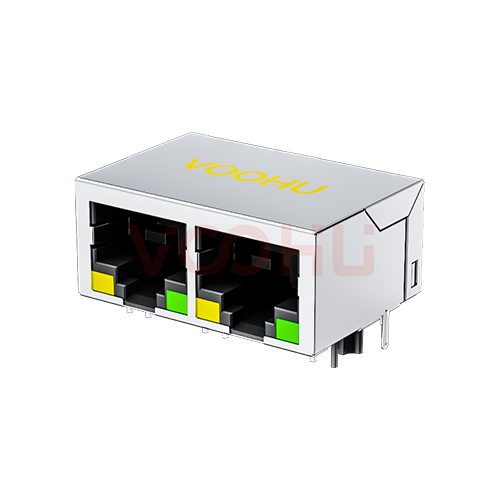 SYT112B035AB1A1DA 90&deg; side insertion 1*2 Tab Down LED Y/G Shield Tabs DIP RJ45