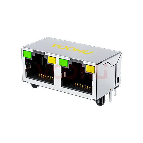 SYT561288AB2A3DY1027 90&deg; side insertion 1*2 Tab UP LED G/Y 56 shielded DIP RJ45