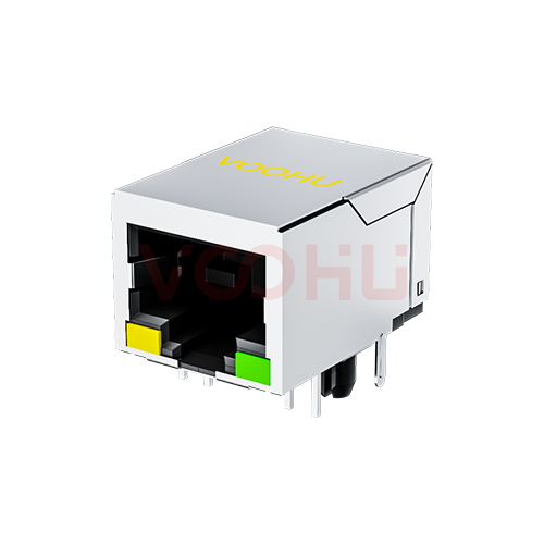 SYT59211118AA1A1DY1188 90&deg; side insertion 1*1 Tab Down LED Y/G Shield Tabs DIP RJ45