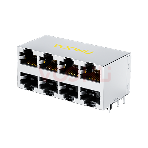 SYT59212488GWA1DY1E127  90&deg; side insertion 2*4 Tab UP/Down NO LED DIP RJ45