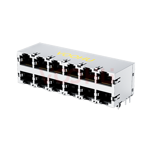 SYT59212688HWA1DY1A022  90&deg; side insertion 2*6 8P8C  Tab UP/Down NO LED DIP RJ45
