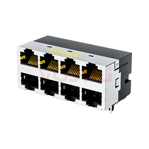SYT59212488GWA1DY1EB052  90&deg; side insertion 2*4 8P8C Tab UP/Down NO LED DIP RJ45