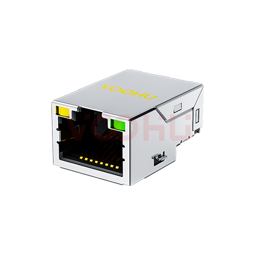 SYT211Q138AB1A7CBS2  90&deg; side insertion 1*1 Tab UP 2.5G LED Y/G Shield Tabs SMT RJ45