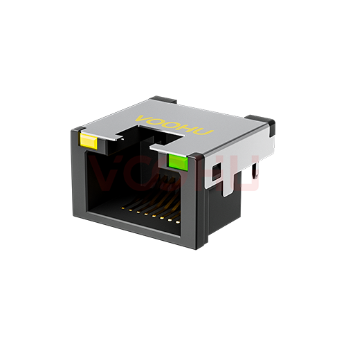 SYTCB431188AB1WA6DB1B075 90&deg; side insertion 1*1 Tab UP LED Y/G DIP RJ45 Offset Connector