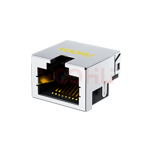 SYTCB421188GWW6DB1075 90&deg; side insertion 1*1 Tab UP NO LED DIP RJ45 Offset Connector