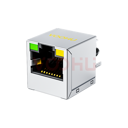 SYT511Q340AB2A8DA2  180&deg;  1*1 Tab UP 2.5G LED G/Y Shield Tabs DIP RJ45