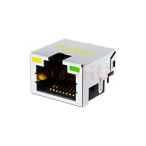 SYTCB421188AB1W6SDB1075  90&deg; side insertion 1*1 Tab UP LED Y/G SMT RJ45 Offset Connector
