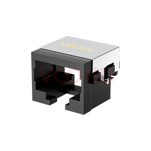 SYTCB551188GWA6SB1064  90&deg; side insertion 1*1 Tab Down SMT RJ45 Offset Connector