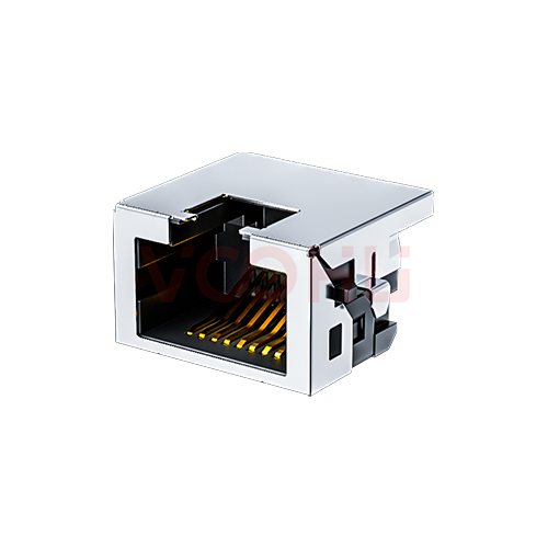 SYTCB431188GWWA6DB1075 90&deg; side insertion 1*1 Tab UP DIP RJ45 Offset Connector