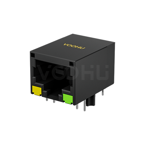 SYT111B002JB1A1DDJ  90&deg; side insertion 1*1 Tab Down Y/G 10/100M DIP RJ45