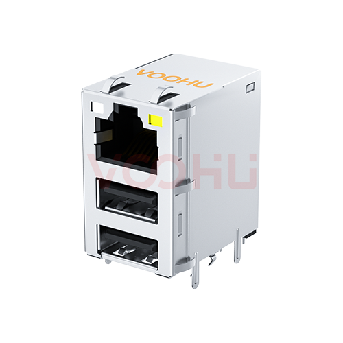 SYT711U3Q692DF5WDBN2359  90&deg;  1*1 Tab UP LED GO/Y DIP 2.5G RJ45+Dual USB 3.0