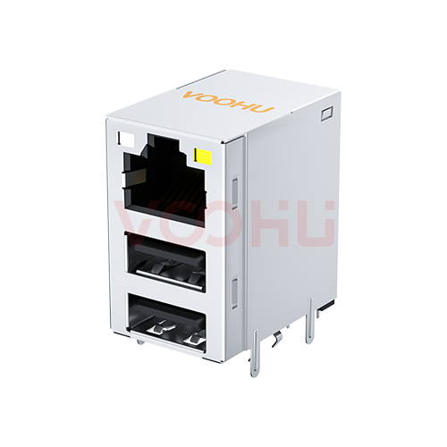 SYT711U3Q692AF5WDB2057  90&deg;  1*1 Tab UP LED GO/Y DIP 2.5G RJ45+Dual USB 3.0
