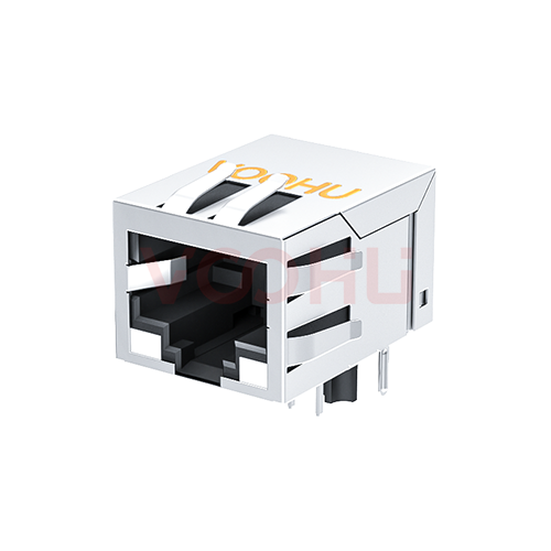 SYT111Q019DG1A1D  90&deg;  1*1  Tab Down 100/1000BASE LED GY/GY DIP RJ45