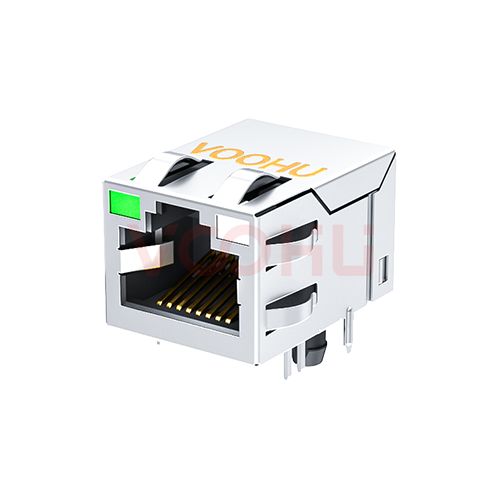 SYT211Q028FE3A4D  90&deg;  1*1  Tab Up 100/1000BASE LED G/GY DIP RJ45
