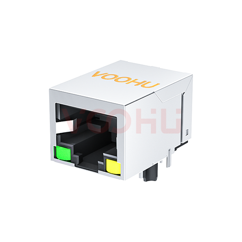SYT111Q504AB2A10DP19057  90&deg;  1*1  Tab Down LED G/Y 100/1000BASE POE+  DIP RJ45