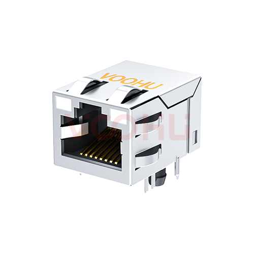 SYT211Q075FG1A4DZ  90&deg;  1*1  Tab Up 100/1000BASE  LED GY/GY DIP RJ45