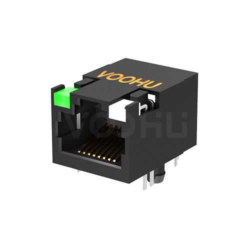 SYT211Q106KE6A4D  90&deg;  1*1  Tab Up 100/1000BASE  LED G/GO DIP RJ45