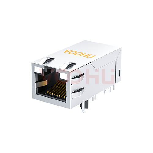 SYT411Q199DG1A1DP 90&deg; side insertion 1*1 Tab UP 100/1000M POE 720mA LED GY/GY DIP RJ45