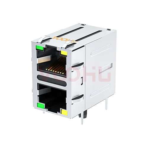 SYT21Q070DB2A4D068  90&deg;  2*1  Tab-Up/Down 100/1000BASE LED G/Y DIP RJ45