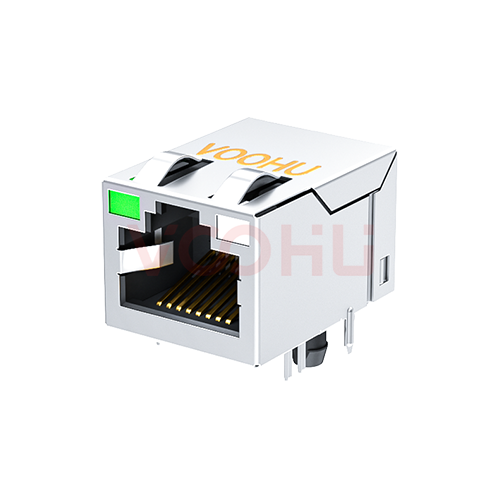 SYT211Q149FE3A4D  90&deg;  1*1  Tab Up 100/1000BASE  LED G/GY DIP RJ45
