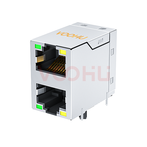 SYT21Q042AB2A10DB19057 90&deg;  2*1  Tab-Up/Down 100/1000BASE LED G/Y DIP RJ45