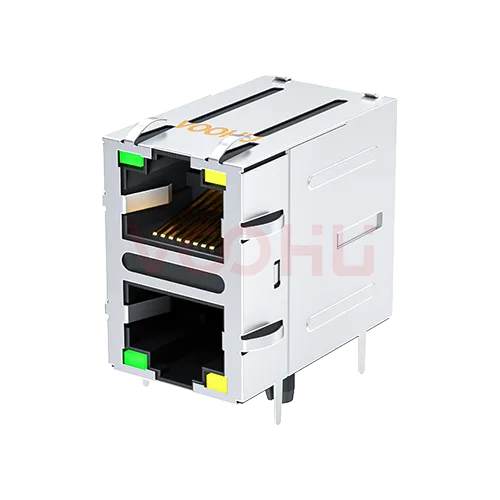 SYT21Q066DB2A4D068  90&deg;  2*1  Tab-Up/Down 100/1000BASE LED G/Y DIP RJ45
